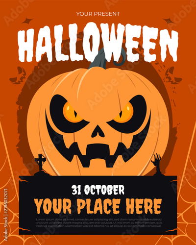 Halloween pumpkin party social media design template
