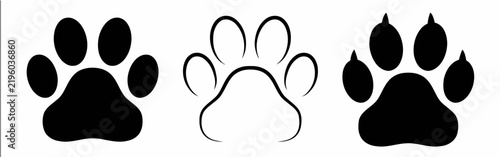 Set of different animal paw print vector illustrations for creative design