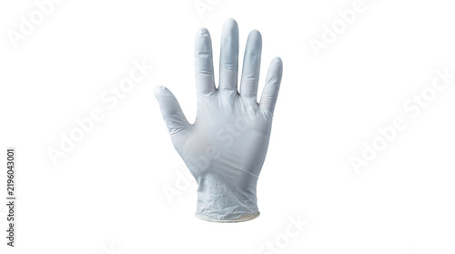 Single protective latex medical glove isolated
