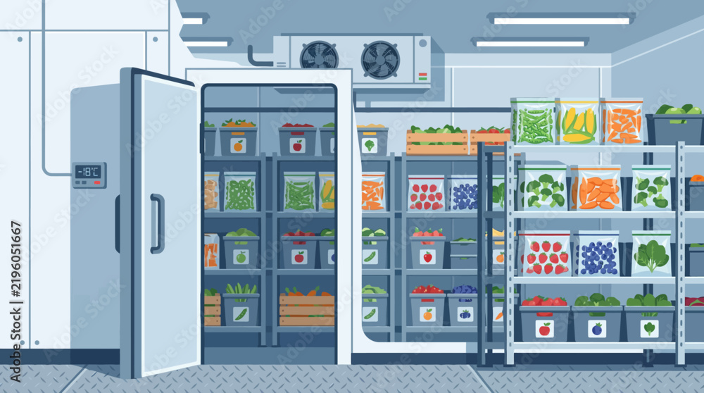Obraz premium Commercial Refrigeration Units With Various Food Items Inside.