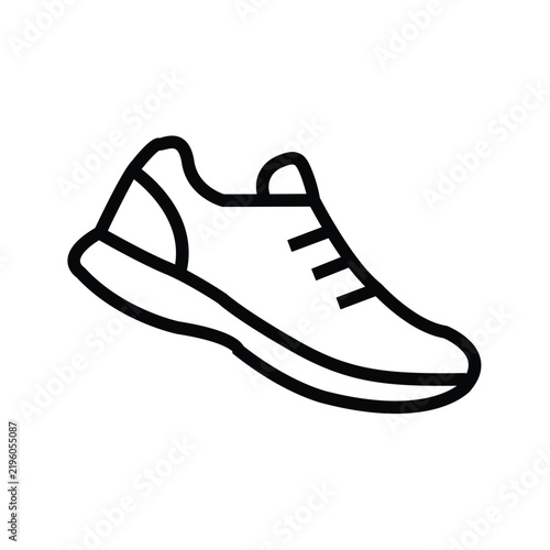 Running sneaker shoe line icon vector illustration fitness sports footwear workout training footwear linear stroke design element