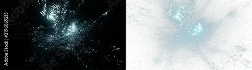 Foto Underwater shockwave explosion of water bubbles and splash particles