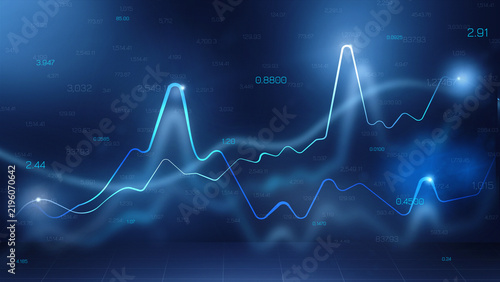 Konstfotografi Stock exchange trading graph showing fluctuations in market values over time