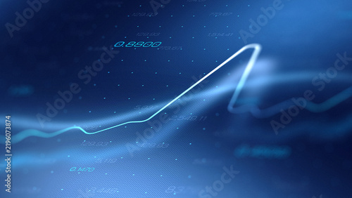 Stock exchange trading chart showing upward trends and price movements over time