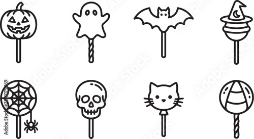 Fotografía Halloween-themed lollipops with cute icons