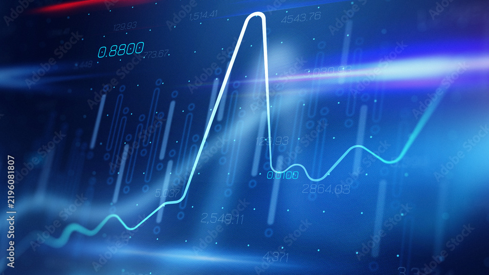 Fototapeta premium Stock exchange trading chart shows data trends over time with clear lines and indicators