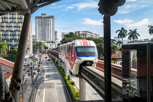 Train on the Monorail in Kuala Lumpur, Malaysia