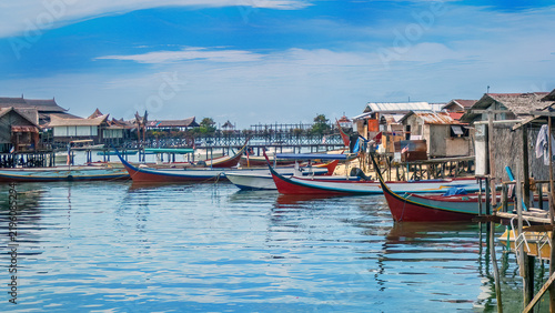 Homes and Boats on Mabul Island, Sabah, Malaysia in Borneo