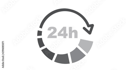Hour timer icon set. 1, 12, 24, hours timer clock, icon, vector, video.  