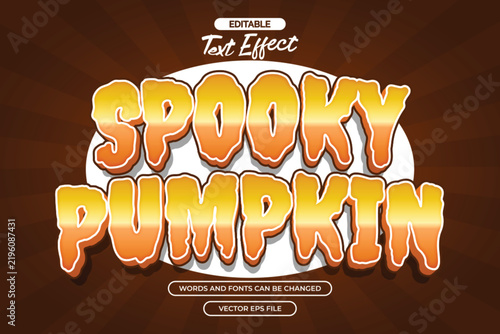 Spooky pumpkin editable text effect with cartoon text style