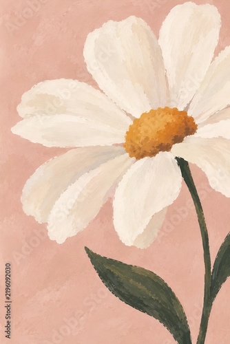 White Daisy Flower on Soft Pink Background