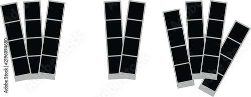 Empty photo booth film strip frame set. Photo Strip Template Vector Set with Blank Vertical Frames for Photo Booth Picture Layouts