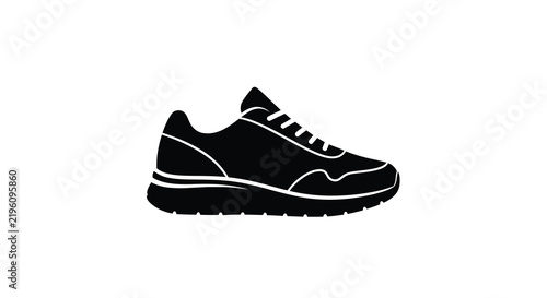 Sneaker Silhouette On White Background Minimalist Footwear Design
