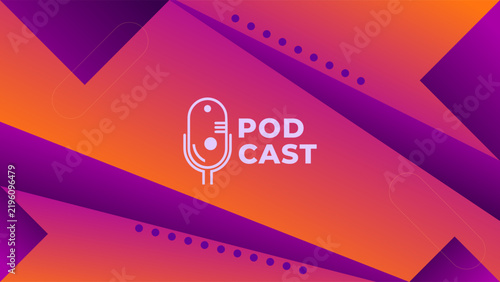 Abstract Podcast Background With Triangle Geometric Shapes Purple Orange Pink Gradient Colorful Simple Modern Design Vector. Good For Cover Design, Banner Design, Web Design, Social Media Template