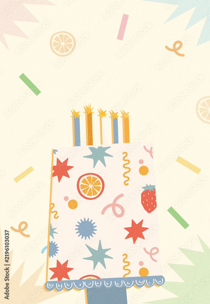Naklejka premium Birthday party scene with cake and candles celebrating a special day