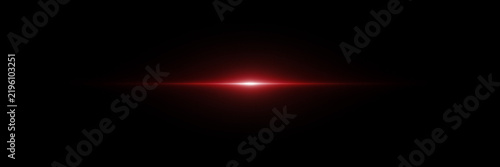 Red Optical Lens Flare Anamorphic Light Burst Effect on Black Background