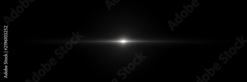 White Anamorphic Lens Flare Light Streak on Black Background