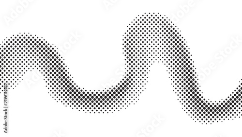 Wavy halftone pattern on a white background presents a flowing dotted design element graphic abstract