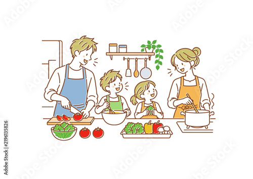 Happy Family Cooking Together at Home