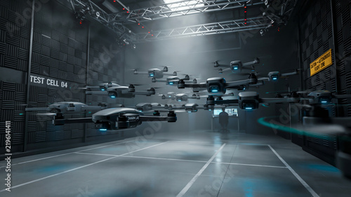 Autonomous micro-drones in precise formation flight test chamber