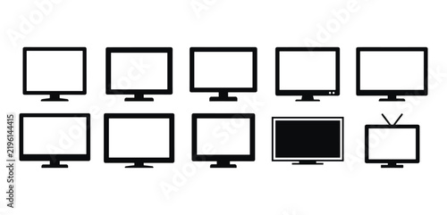 Set of television monitor screen icons with modern and vintage styles tv screen electronic device digital screen video monitor black icons