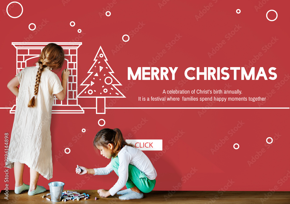 Naklejka premium Merry Christmas Santa Clause Festive Holiday Concept