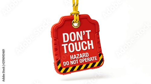 Red safety tag with DONT TOUCH HAZARD DO NOT OPERATE warning.