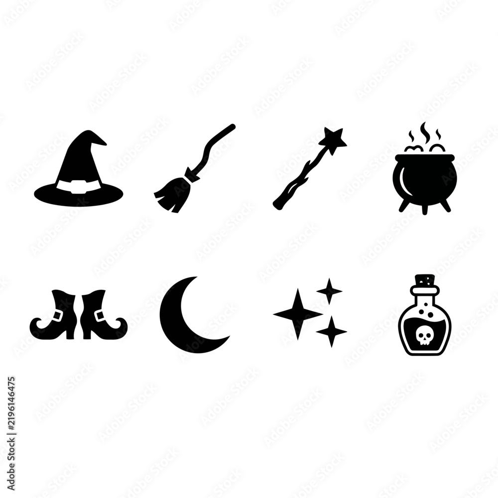 Fototapeta premium Halloween witch icon set
