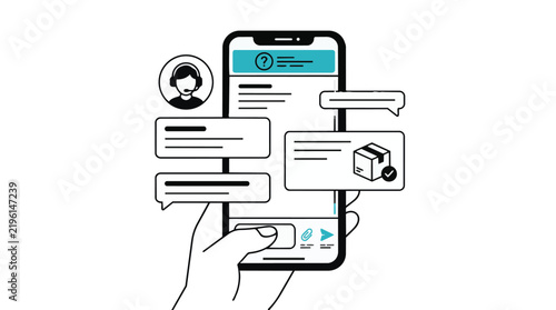 Online Customer Support Live Chat Smartphone Vector Silhouette