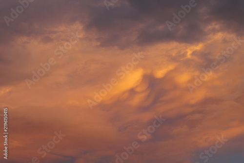 Rain clouds at sunset.