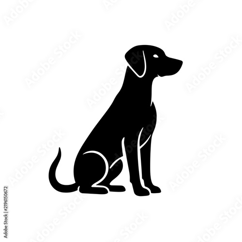 Canvas Print Black silhouette dog sitting calmly