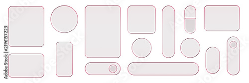 Transparent glass elements with liquid morphism effect for ui design and modern interfaces. Rounded rectangles, circles and buttons with frosted blur overlay. Glassmorphism components for web or app