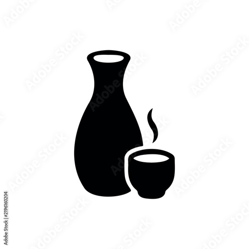 Sake icon silhouette vector flat design on white background.

