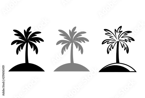 Palm tree on island, vector icon  