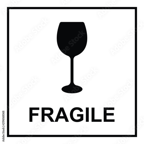 fragile label sticker sign icon vector