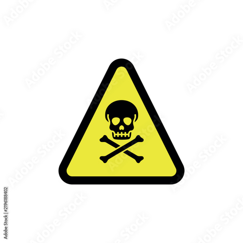 Картината върху платно Toxic danger warning sign with skull and crossbones symbol isolated on white background