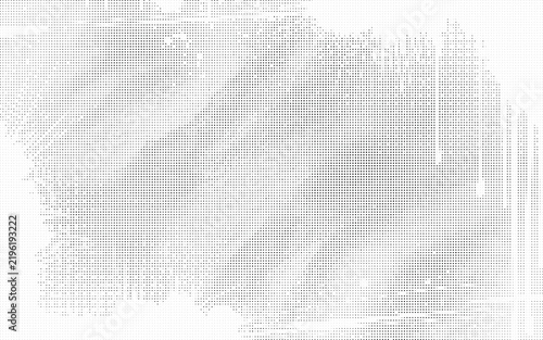 Abstract halftone dot pattern background texture with distressed black and white graphic design elements