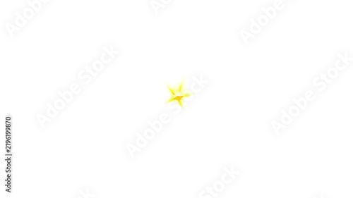 Gold single twinkle star animation, golden star glitter sparkle loop overlay, isolated glowing shiny star light effect motion graphics on transparent white background, 4k video uhd