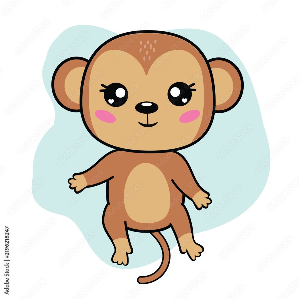 Obraz premium 3D Cartoon Cute Monkey Isolated