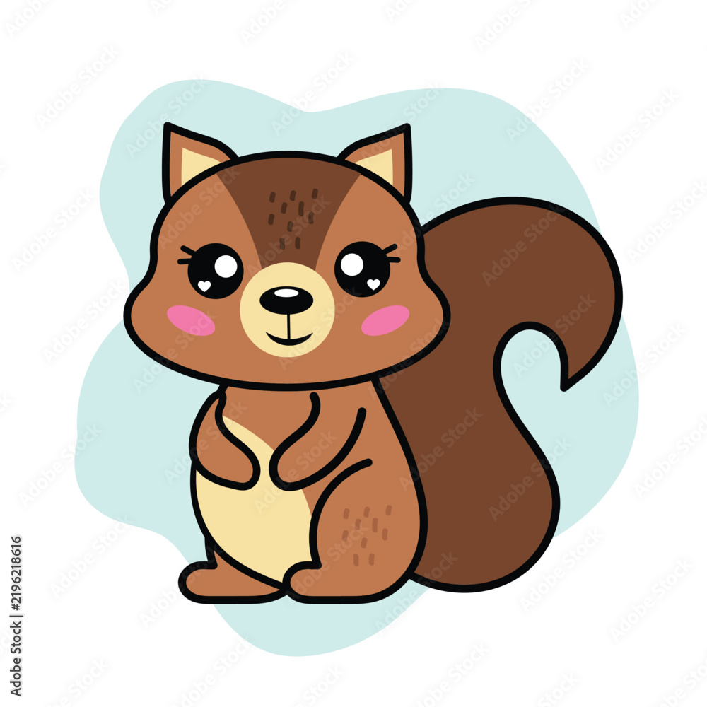 Obraz premium Cute Cartoon Squirrel with Pink Cheeks Isolated