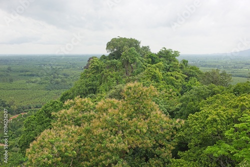 Skywalk Wat Khao Singhto, a beautiful viewpoint, at Ban Kaeng, Mueang Sa Kaeo District, Sa Kaeo, Thailand.