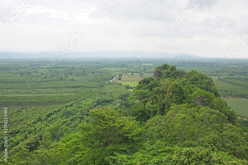 Skywalk Wat Khao Singhto, a beautiful viewpoint, at Ban Kaeng, Mueang Sa Kaeo District, Sa Kaeo, Thailand.