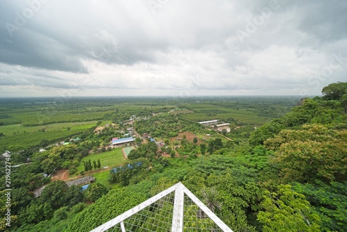 Skywalk Wat Khao Singhto, a beautiful viewpoint, at Ban Kaeng, Mueang Sa Kaeo District, Sa Kaeo, Thailand.