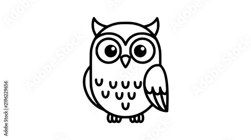 Cute owl line art illustration with large eyes