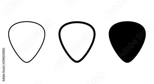 Photography Guitar Picks Collection: Outline, Contour, Solid Black Vector Icons for Music an