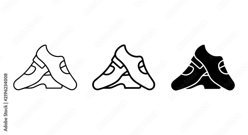 Fototapeta premium Irish Dance Shoes Icons, Gaelic Step Dancing Footwear Vector Set, Traditional Celtic Performance Shoes
