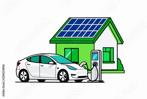 Solar Home Electric Car Charging Station.