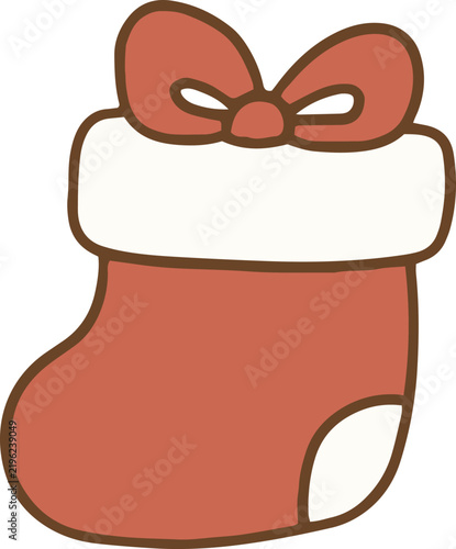Cute Christmas Stocking with Bow, Festive Holiday Clip Art