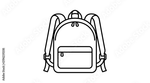Simple black and white line art icon of a backpack for school or travel