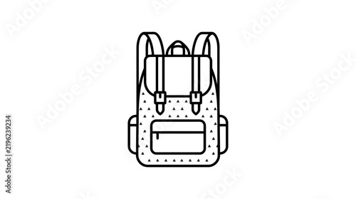 Minimalist Line Art Backpack Icon with Geometric Pattern